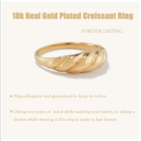 NEW 18K Gold Plated Croissant Dome Twist Rope Ring - Picture 5 of 13
